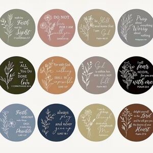 120 Bible Verse Round Stickers 12 Designs